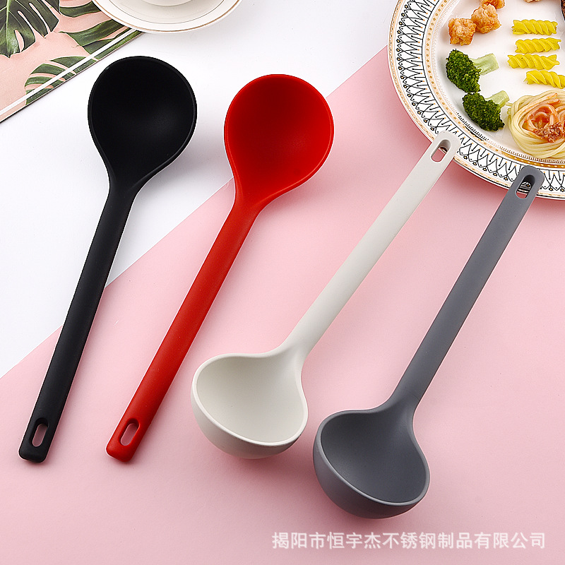 Silicone soup spoon integrated silicone kitchenware pot spoon…
