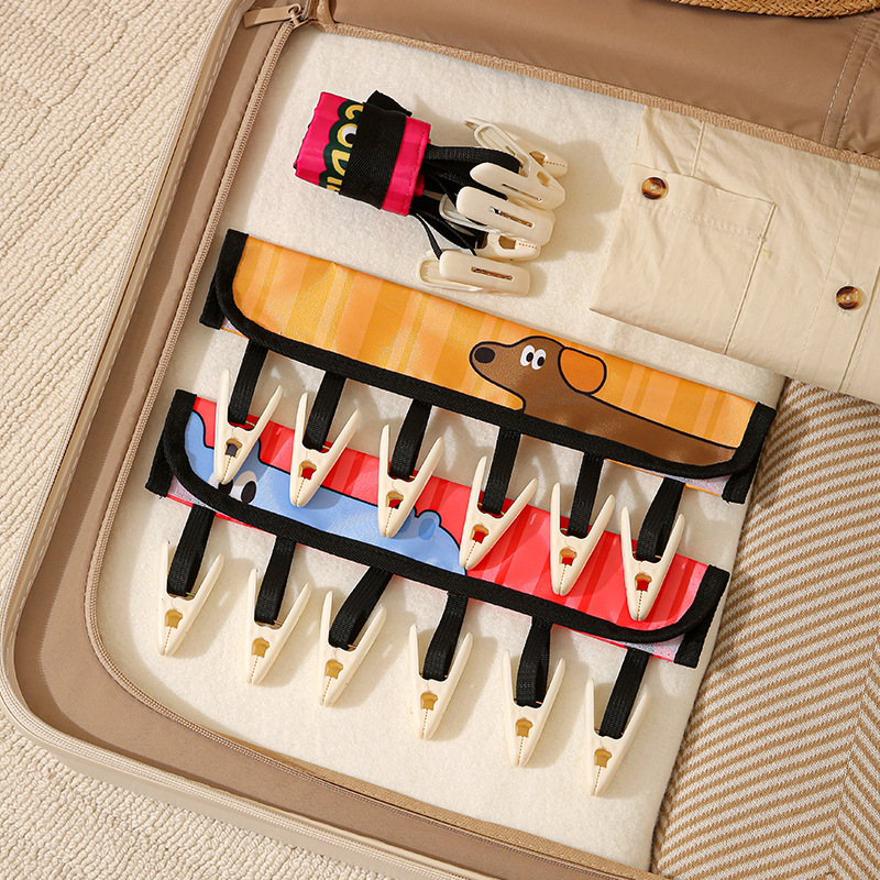 Cartoon Portable Clothes Hanger Travel Portable Foldableing Fabric Business Trip Student Dormitory Household Clip Small Traceless Clothes Clip