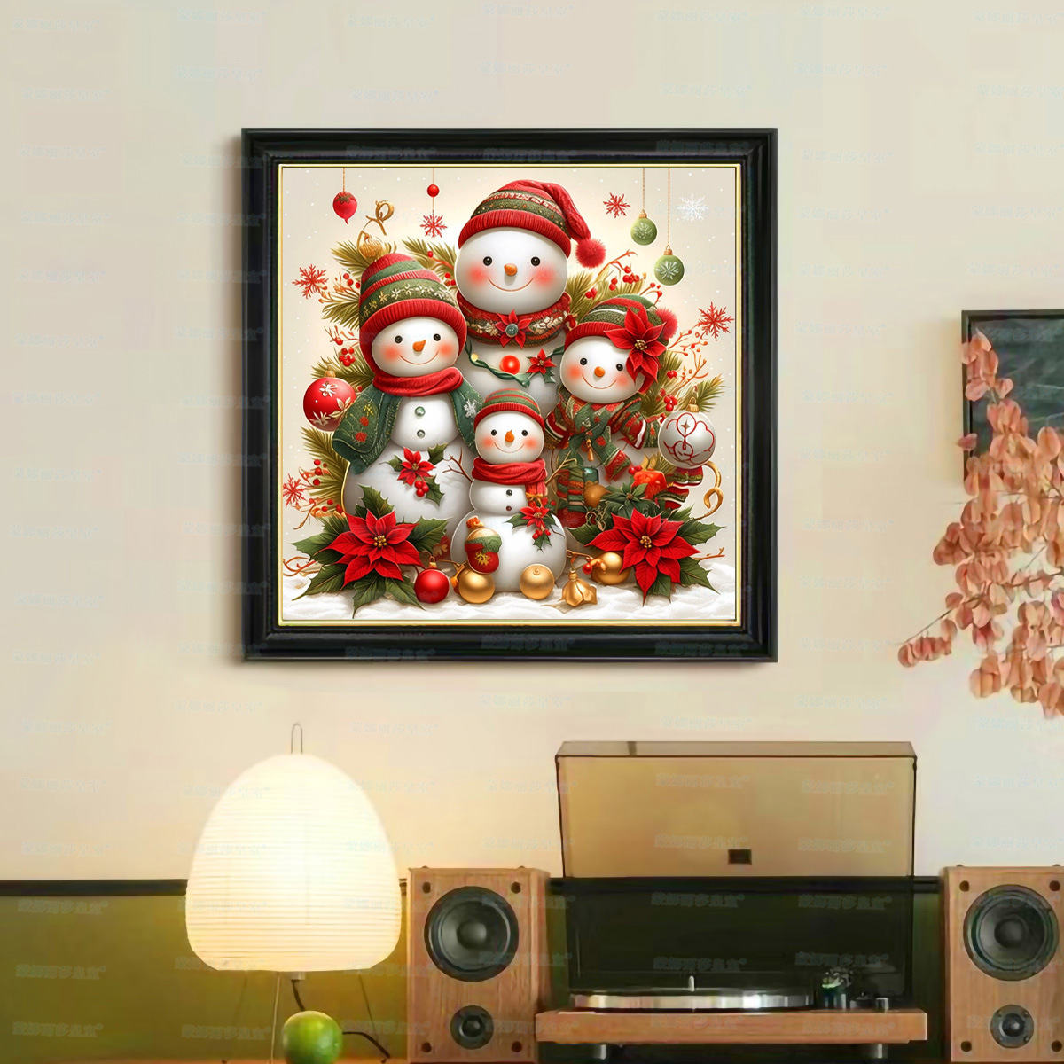 Mona Lisa Real bordado cruzado de Navidad lindo muñeco de nieve dibujos animados sala de estar puerta de entrada dormitorio pequeñas piezas bordadas a mano image 4