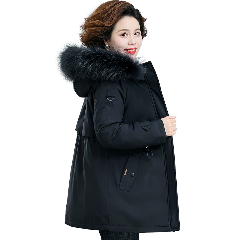 Short down jacket for mother, removable liner, for middle age, increased thickness