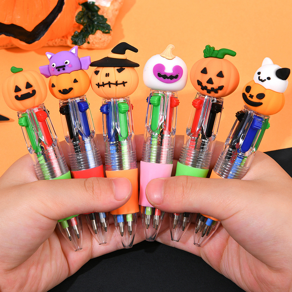 Ventas transfronterizas calientes de Halloween bolígrafo de cuatro colores mini serie de dibujos animados lindos bolígrafo de color para estudiantes papelería bolígrafo de regalo