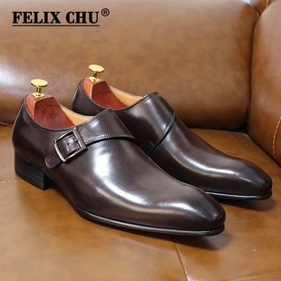 Men's Leather Shoes Wholesale Pointed Toe Single Buckle Business Casual Men's Leather Shoes Genuine Leather Formal Men's Shoes Shoes Men