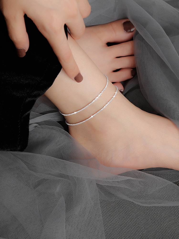 [Mu Xi] Gypsophila anklet female sterling silver anklet female 2021 New Net red anklet female ins niche design