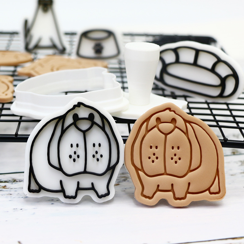 Molde de galletas de la serie para perros Molde de fondant de bricolaje para hornear de dibujos animados Molde de corte de galletas de glaseado de prensa tridimensional 3D