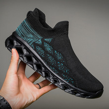 足力建跨境46大码男鞋飞织网布透气袜子鞋休闲轻便运动鞋户外徒步