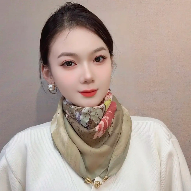 잉크 리치 플라워 + 마그네틱 버클 스카프