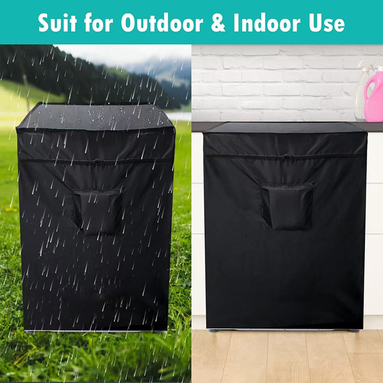 Amazon Cross-Border Full-Coverage 420D Waterproof Silver-Coated Oxford Cloth Refrigerator Cover with Zipper Pocket Dust Cover