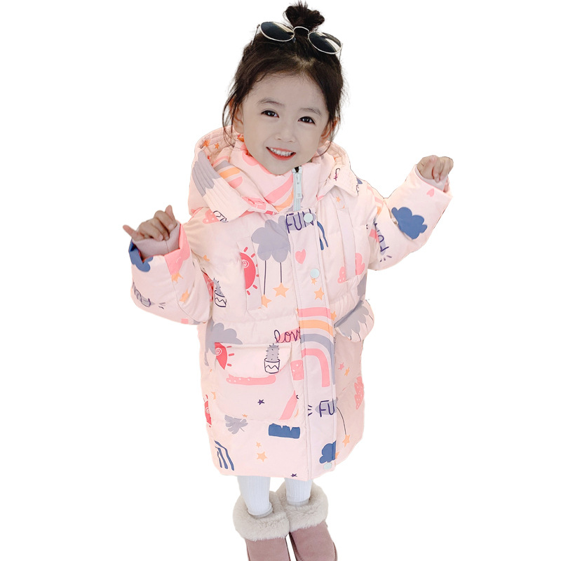 Ropa de algodón acolchado para niñas Otoño e Invierno Nuevo Bebé Ropa de pan para niños de moda chaqueta acolchada de algodón de longitud media abrigo de algodón acolchado de moda