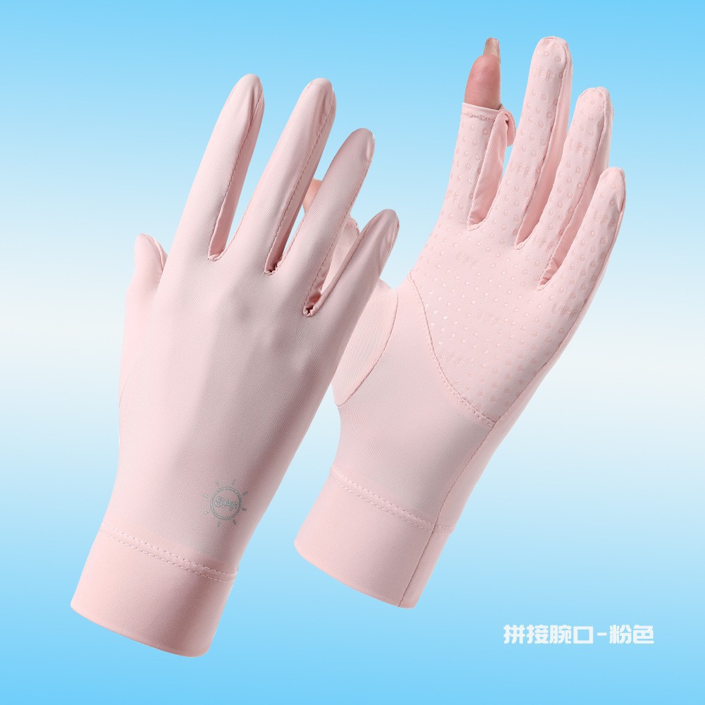 Guantes de protección solar de verano para mujer, seda de hielo, protección UV, estilo fino al aire libre, conducción, guantes de pantalla táctil cortos antideslizantes