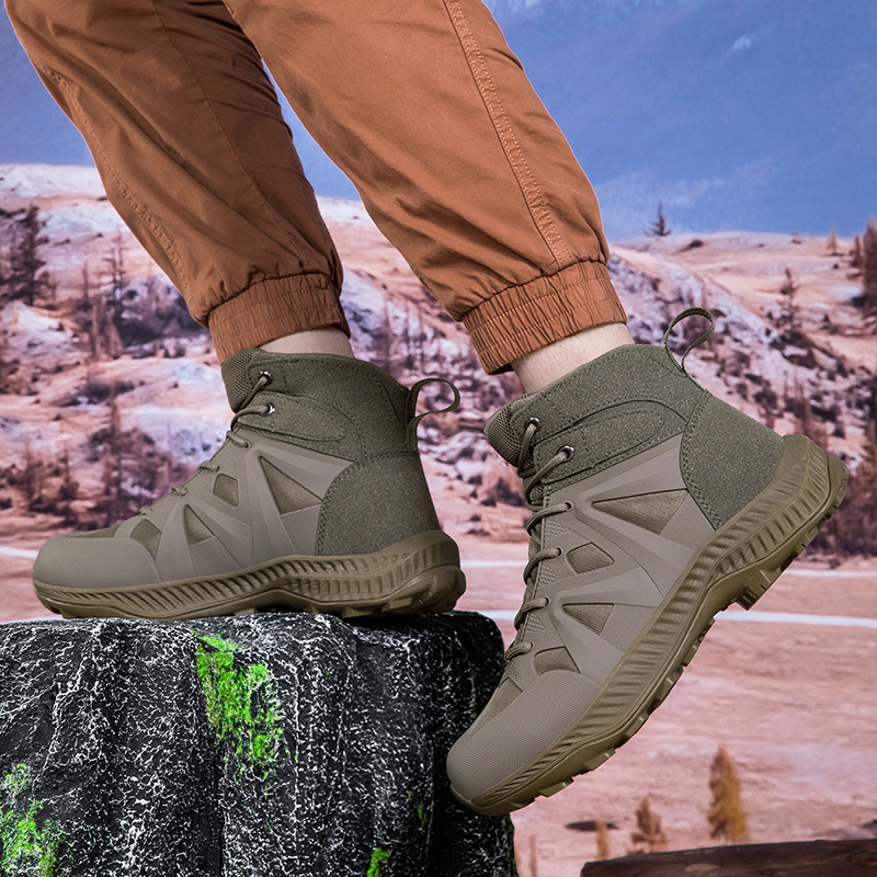 Botas de combate, fanáticos militares, botas tácticas de rango medio, montañismo al aire libre para hombres, zapatos altos para hombres, botas de entrenamiento de combate, botas de senderismo todoterreno