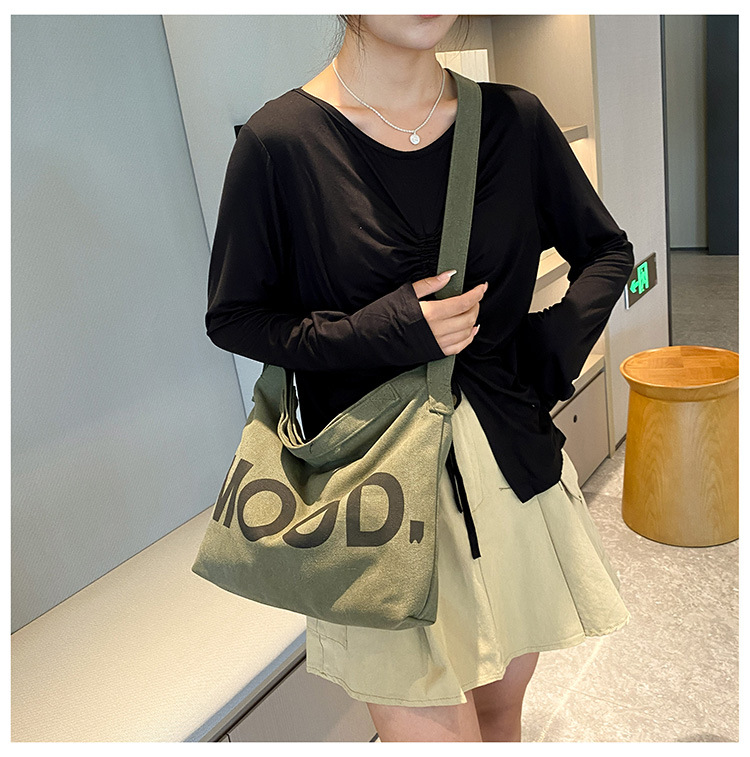 Canvas bag, large-capacity crossbody, ins Korean version student tote bag, single-shoulder girls' tutorial bag, hand-held shopping bag undefined