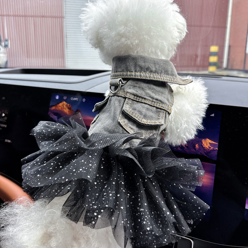 スポットクロスボーダー人気ペット子犬猫服ソース工場直販春夏新作ホットガールデニムスカート|undefined