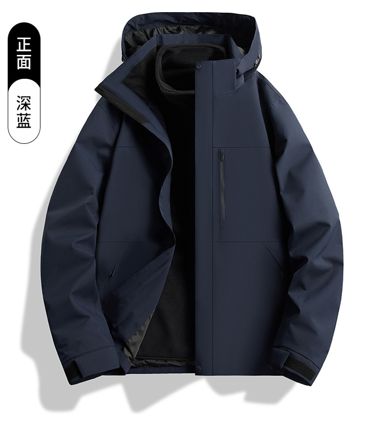 伯同風フルヒートシールアウトドアジャケット3in1、女性用取り外し可能防風防水、男性用登山服、ダウンジャケット