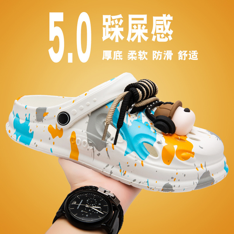 メンズ夏アウター用クロックス 2025年新作 カピバラヘッドフォン 犬のうんち感 カップルスポーツサンダル|undefined