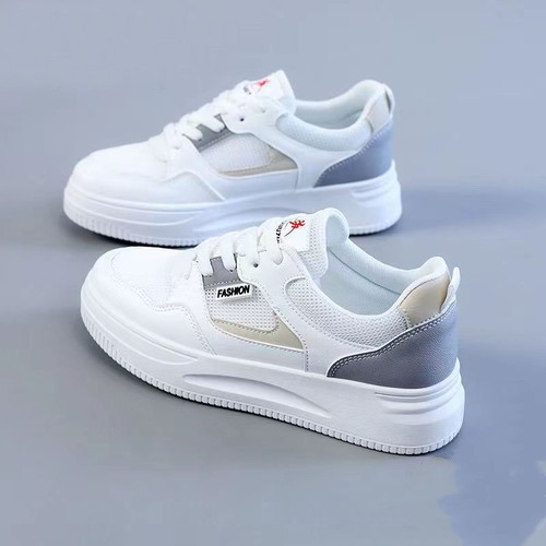 Little White Women's Shoes  Spring and Summer Leather Waterproof Versatile Casual College Style Sports Shoes Soft Sole Heightened Running Shoes