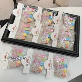 5个装混彩色卡通小兔子发夹时尚百搭可爱刘海夹子波点格子碎发夹