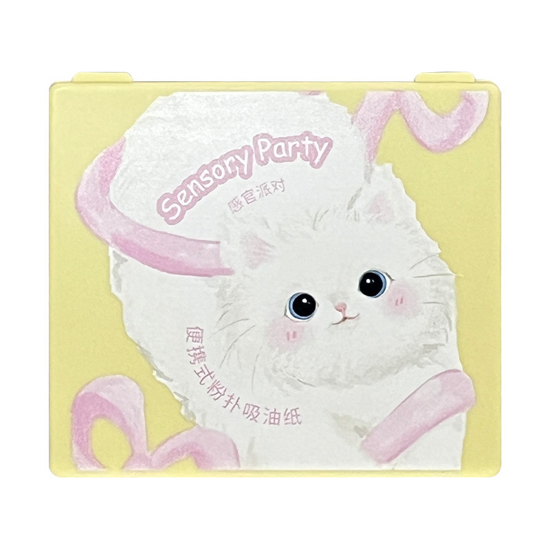 Sensory Party ポータブルパウダーパフ油吸収紙、さわやかで爽やかなメイクアップ夏用ミラー付き顔用油吸収紙|undefined