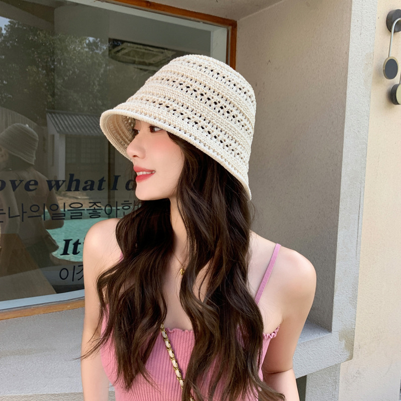 夏の新しい漁師の帽子屋外折りたたみ日焼け止めと抗 UV ニット盆地帽子女性のファッション多用途日よけ帽子|undefined
