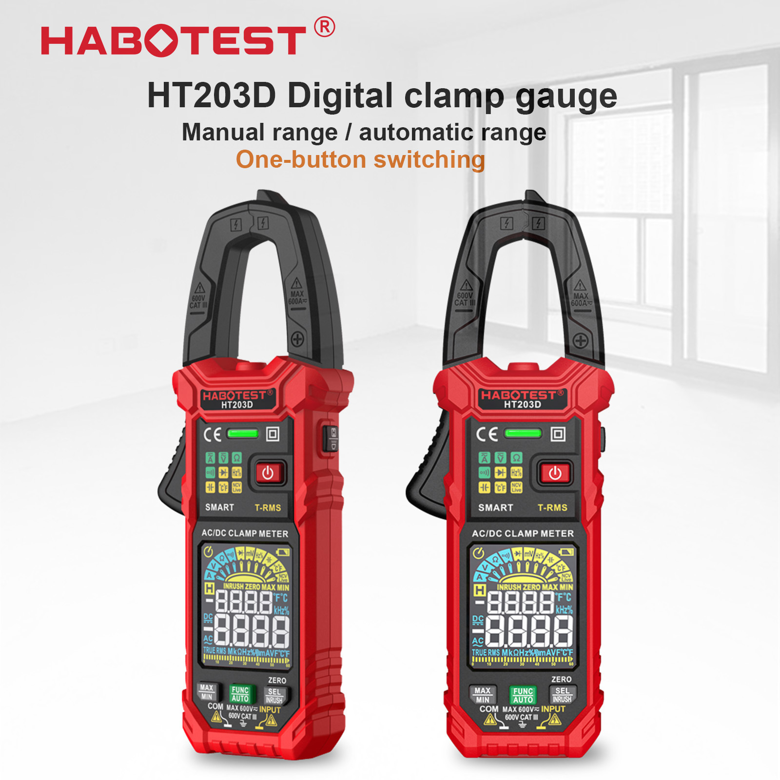 HABOTEST华博HT203D钳形表电工高精度真有效值多功能钳型万用表