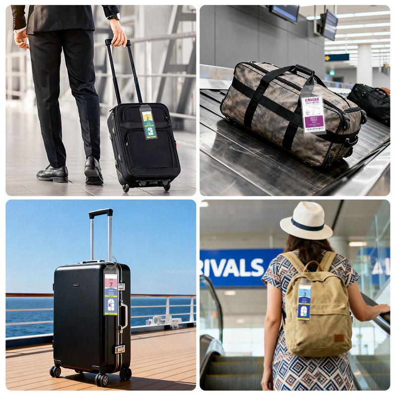 Etiqueta de equipaje de crucero etiqueta de equipaje etiqueta de PVC transparente etiqueta de equipaje de crucero tarjeta de embarque a prueba de agua
