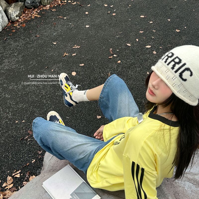 真皮复古厚底德训鞋女2025新款圆头系带拼色休闲运动鞋平底阿甘鞋|undefined