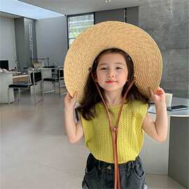 2026女童夏装背心网红洋气儿童个性潮牌韩版时髦冰丝针织无袖上衣