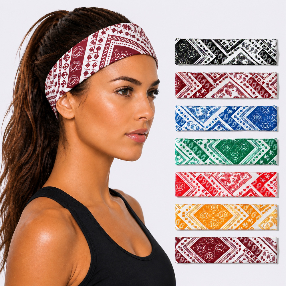 Cross-Border Ethnic Style Bohemian Printed Headband Fabric Elastic Face Wash Sports Headscarf Women's Versatile Hair Accessory
