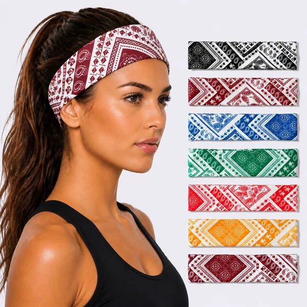 Cross-Border Ethnic Style Bohemian Printed Headband Fabric Elastic Face Wash Sports Headscarf Women's Versatile Hair Accessory