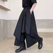 山本耀司日式裙裤设计感假两件黑武士裤子男春秋新中式男装剑道裤