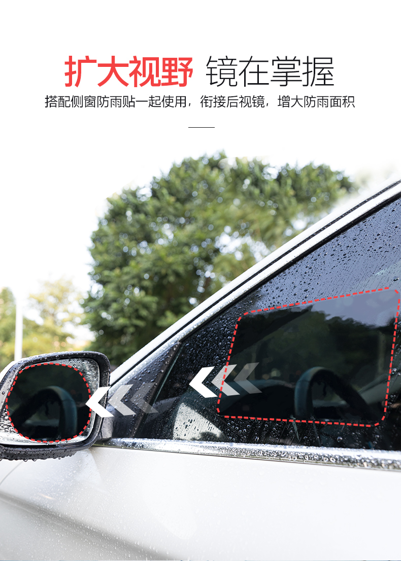 Qiao's Car Rearview Mirror Rainproof Film HD Nano Rearview Mirror Rainproof Film Glass Reflector Waterproof Film