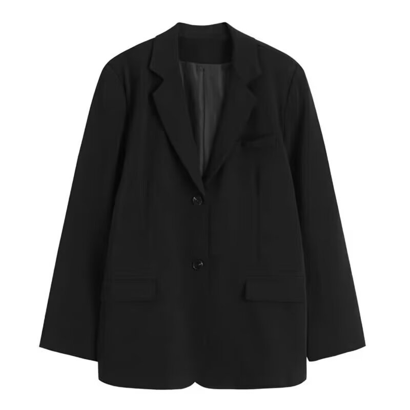 2025 Spring and Autum New Hong Kong Style Black Suit Loose and Slim British Style Casual Small Suit Jacket Top