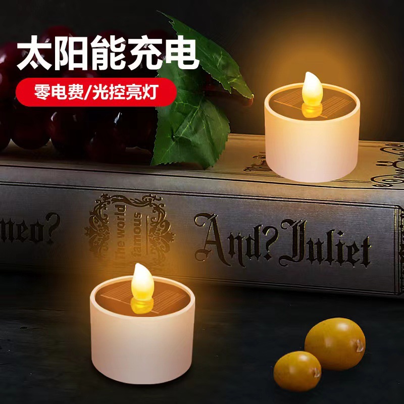 Sunliang Electric New Solar Simulated Candle Lamp Atmosphere Lamp Desk Home Night Light Illuminating Craft