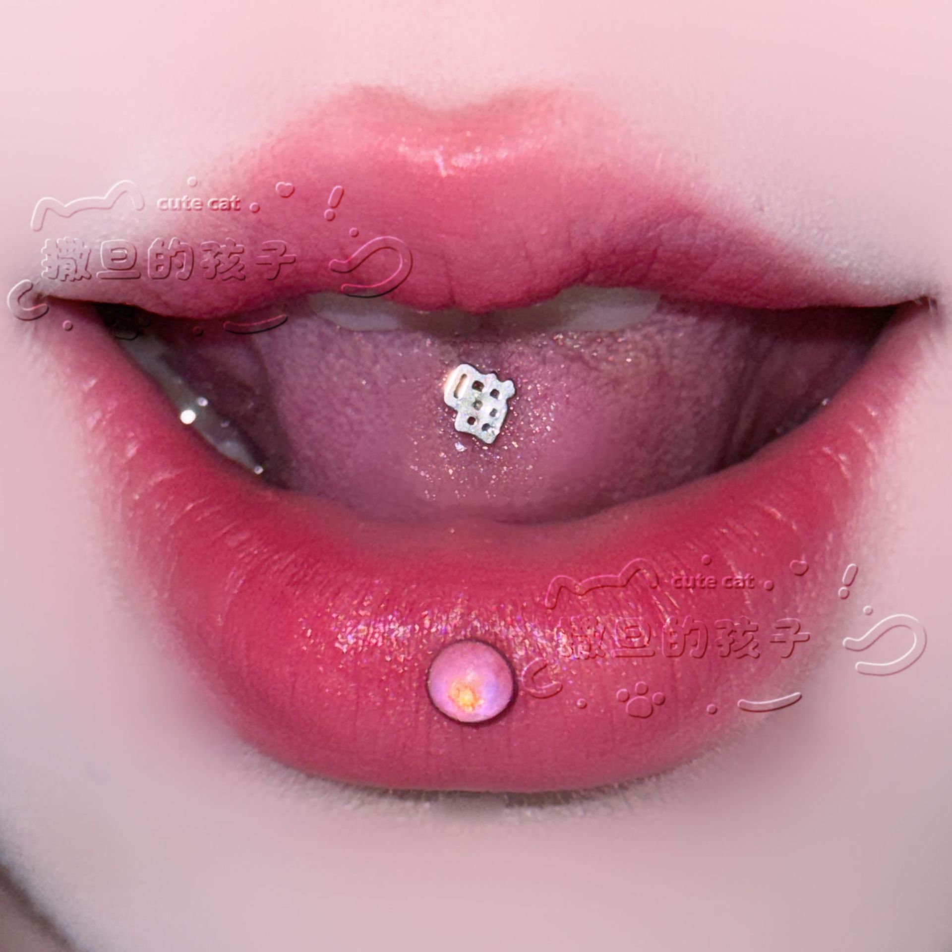 Satan's Child Meow Tongue Piercing Drinkable Tongue Ring Stainless Steel Sexy Cute Tongue Jewelry detail image 2