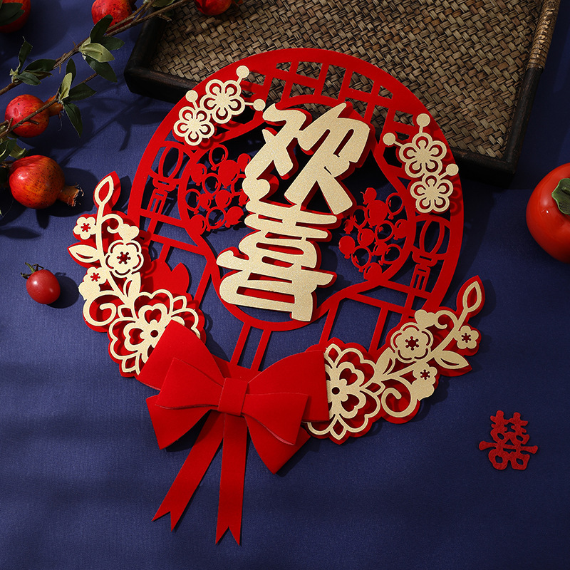 Pegatinas de Boda boda especial diseño de la habitación de la boda puerta nueva decoración de la casa pegatinas de puerta traje de dormitorio de las mujeres