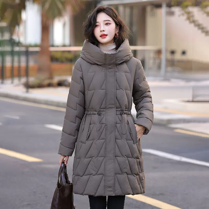 防寒休闲羽绒棉服过膝棉衣女士外套长款棉袄冬季新款加厚修身韩版