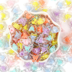 亞克力透明蝴蝶珠中珠DIY飾品配件兒童發繩手鍊串珠材料磨砂散珠