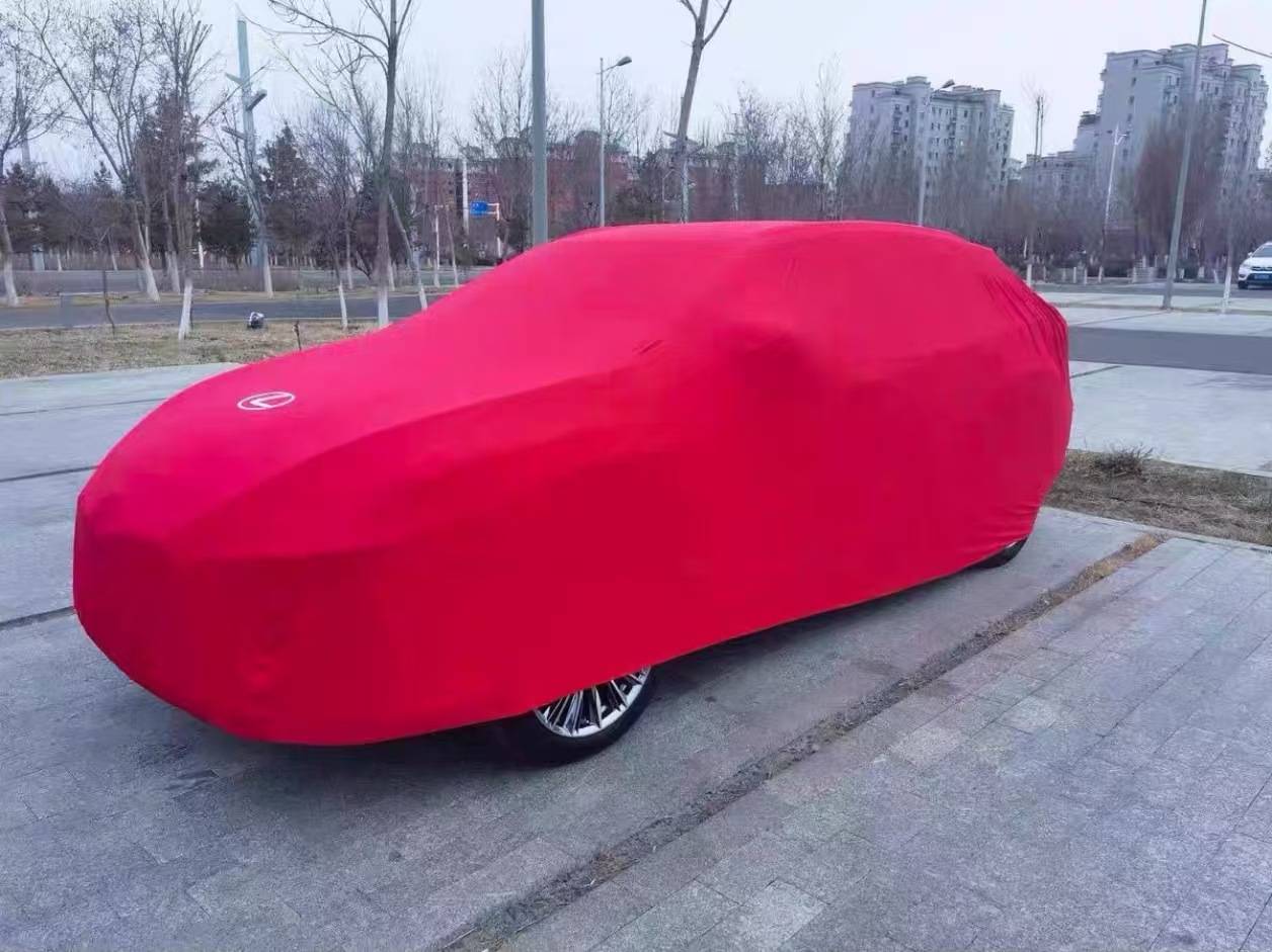 Factory Direct Sales of Elastic Fabric Car Covers for 4S Stores and Car Exhibitions, Dustproof and Heat-Insulating, Retail and Wholesale