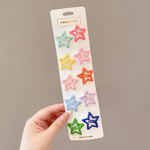 Dopamine color five-pointed star broken hair clip female  new sweet girl hair clip y2k bangs bb clip headwear