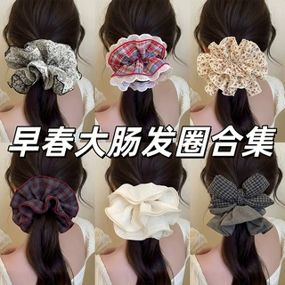 韩系慵懒风大肠发圈女2025新款丸子头发绳高弹力耐用皮筋头绳头花