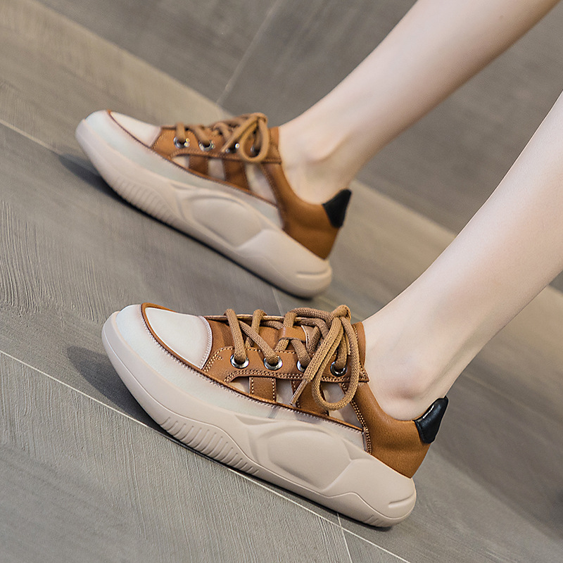 4cm Internal Height Increase, 2026 Spring New Leather Retro Soft-soled Thick-soled Fashion Sports Versatile Hollow_vogvips.com