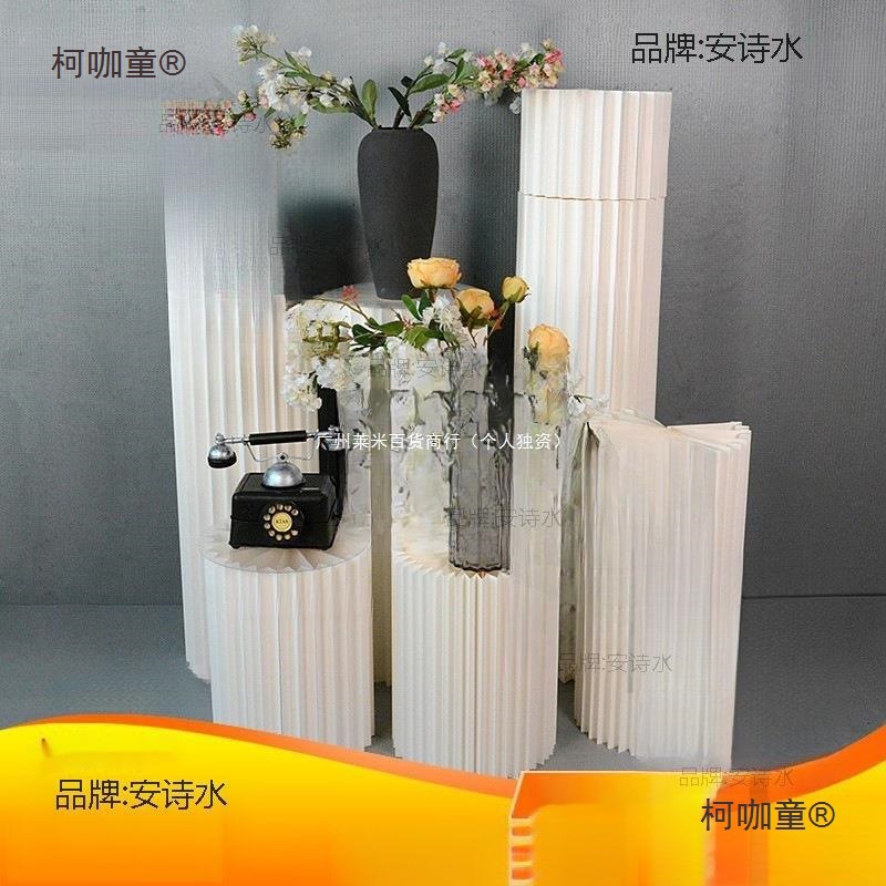 圆柱体展示台折叠甜品台橱窗道具中岛陈列展示架地台纸展示麦太保