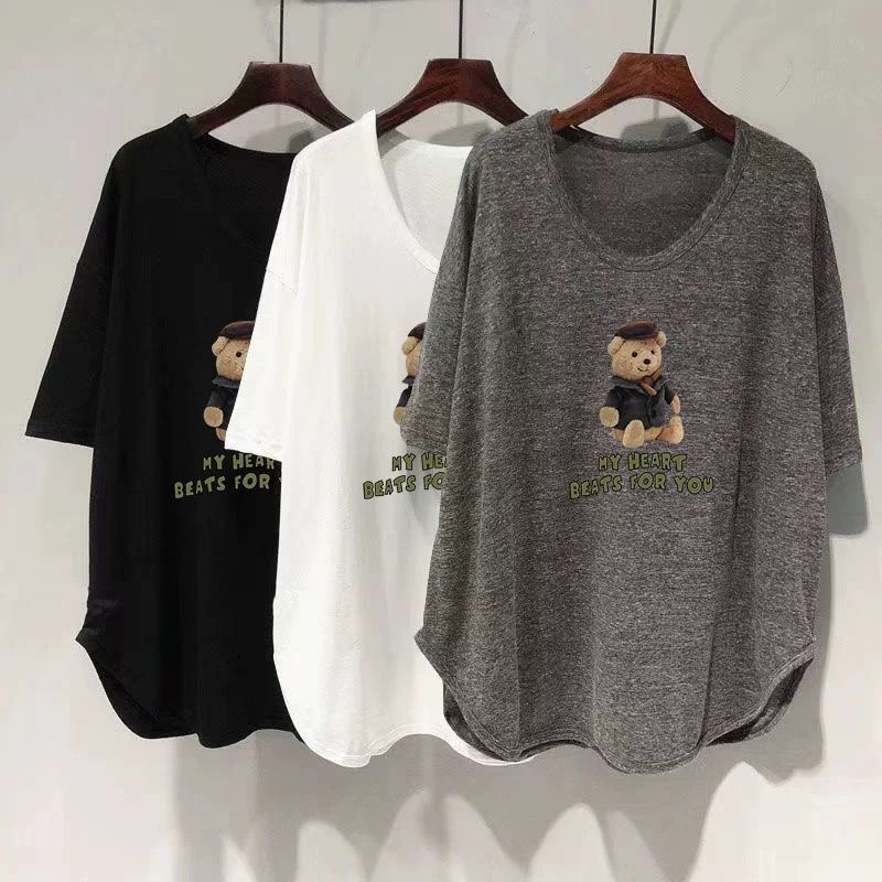 ファットmm 150kg ゆったり大きいサイズ ミドル丈 UVカラー 半袖 Tシャツ レディース 夏新作 韓国版 痩身お腹カバートップ|undefined