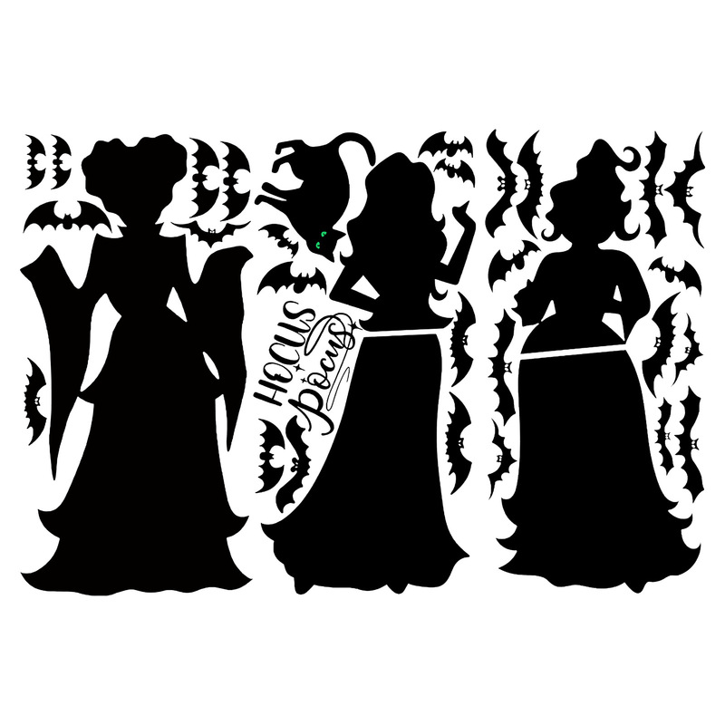 MS-XB125ハロウィーン暗黒系アニメ黒猫コウモリ魔女リビングルームのショーウインドーガラス装飾壁貼り|undefined