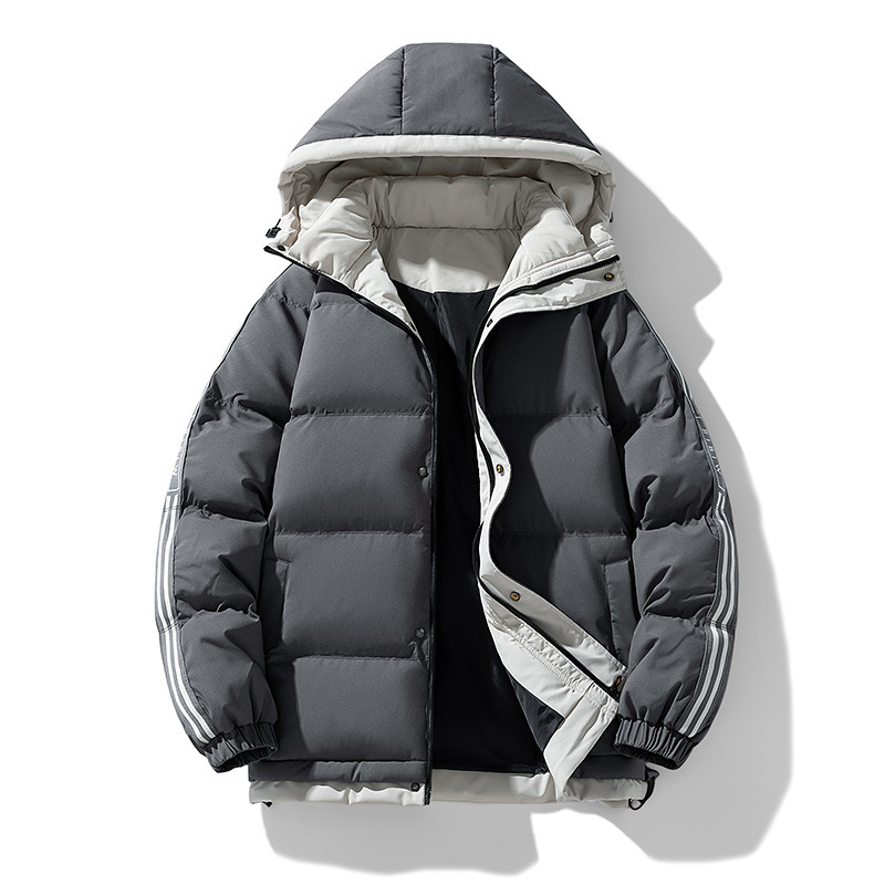 Casual down Cotton Jacket for Men, New Autumn and Winter Style, Hong Kong Style Cotton Coat for Young and Middle-Aged People, Loose Large Size Hooded Cotton Jacket Casual down Cotton Jacket for Men, New Autumn and Winter Style, Hong Kong Style Cotton Coat for Young and Middle-Aged People, Loose Large Size Hooded Cotton Jacket