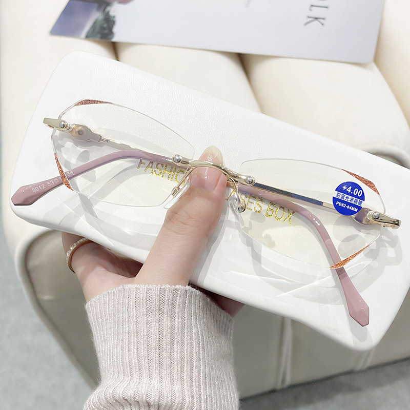 The new frameless cut -edge metal leg inlaid diamond anti -blue…