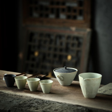 志野日式手抓壶六件套白陶茶具套装素雅茶器纯手工薄胎侘寂风素色