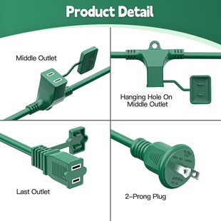 Amazon's Same Multi-Socket Outdoor Extension Cord Is Waterproof and Weatherproof, Suitable for Christmas Light String Courtyard Lighting