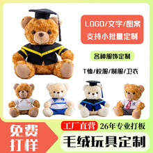 毕业礼物博士熊毛绒玩具定制娃娃玩偶换衣服T恤校服毕业小熊公仔