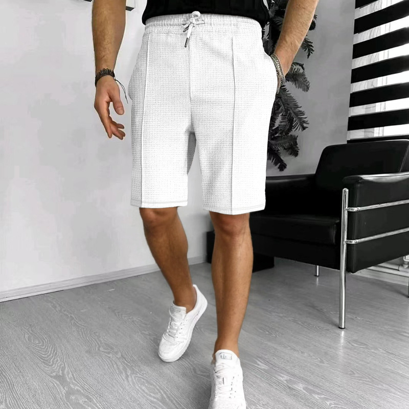 Men's Waffle Knit Shorts - Breathable Loose Fit 5-Inch Inseam Casual Summer Shorts Breathable Waffle Texture_viptrois.com