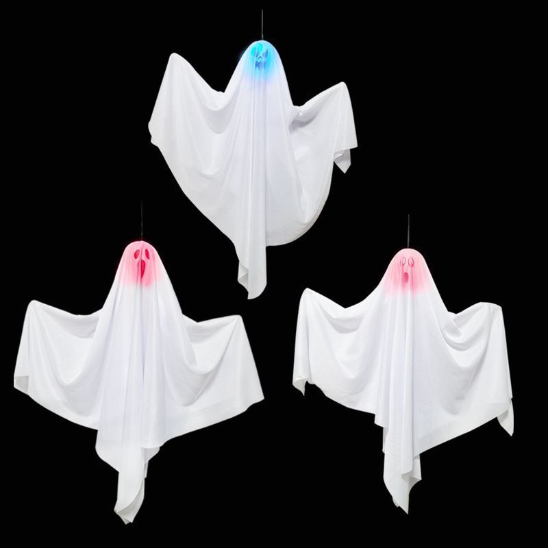 Halloween luminoso fantasma blanco colgando fantasma horror decoración puerta colgante casa embrujada escapar escena diseño Accesorios